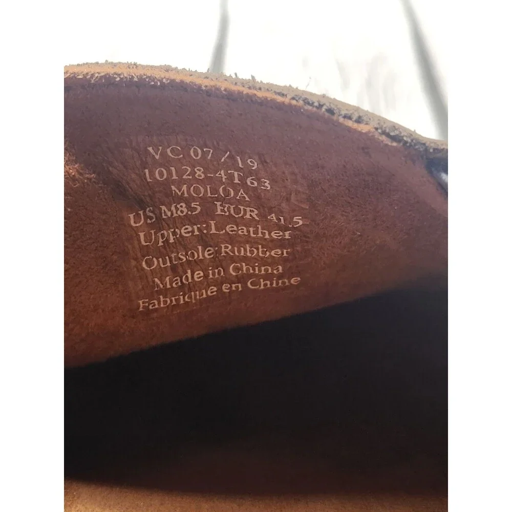 OluKai Moloa Shoes Men's 8.5 Brown Leather Slip On Casual Loafers Moccasin